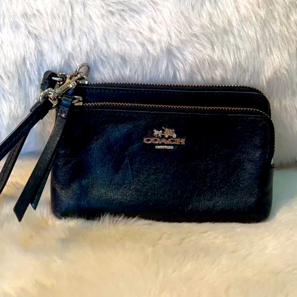 Coach Black Leather Wristlet